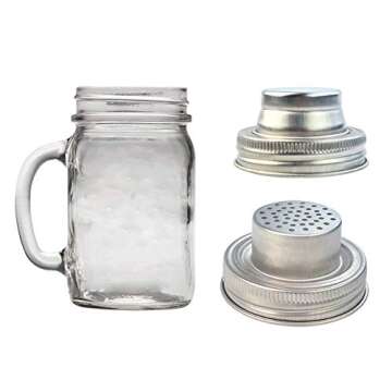 obmwang 4 Pack of Stainless Steel Mason Jar Shaker Lids Caps for Cocktail,Dredge Flour,Mix Spices,Su...