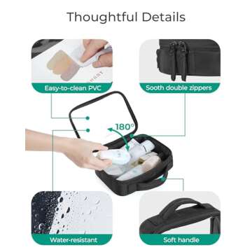 BAGSMART Clear TSA-Approved Toiletry Bag, Puffy Edges Travel Makeup Bag, Large Opening with Handle, Clear Cosmetic Bag with Double Zipper for Women