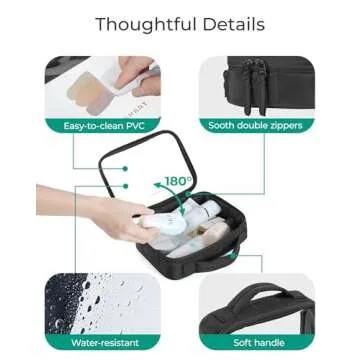 BAGSMART Clear TSA-Approved Toiletry Bag, Puffy Edges Travel Makeup Bag, Large Opening with Handle, Clear Cosmetic Bag with Double Zipper for Women