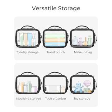 BAGSMART Clear TSA-Approved Toiletry Bag, Puffy Edges Travel Makeup Bag, Large Opening with Handle, Clear Cosmetic Bag with Double Zipper for Women