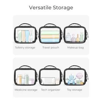 BAGSMART Clear TSA-Approved Toiletry Bag, Puffy Edges Travel Makeup Bag, Large Opening with Handle, Clear Cosmetic Bag with Double Zipper for Women