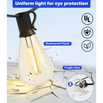 luckystyle 120FT LED Outdoor String Lights with 30+2 Edison Shatterproof Waterproof Bulbs, 2700K Commercial Grade Patio Lights, Heavy Duty Outside Hanging Outdoor Lights for Garden Porch Deck Decor