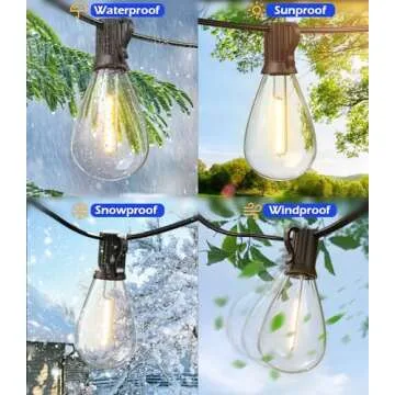 luckystyle 120FT LED Outdoor String Lights with 30+2 Edison Shatterproof Waterproof Bulbs, 2700K Commercial Grade Patio Lights, Heavy Duty Outside Hanging Outdoor Lights for Garden Porch Deck Decor