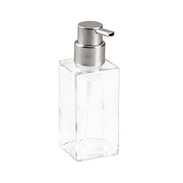 iDesign Casilla Modern Glass Pump Liquid Foam Hand Soap Dispenser for Kitchen, Bathroom, Sink, Vanit...