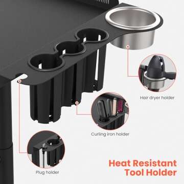 TASALON Rolling Salon Tray on Wheels, Metal Hairstylist Tray Rolling Cart for Hair Salon Station wit...