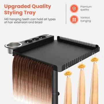 TASALON Rolling Salon Tray on Wheels, Metal Hairstylist Tray Rolling Cart for Hair Salon Station with 2 Magnetic Hair Color Bowls, Salon Trolley Cart with Holder and Hair Separator Stand