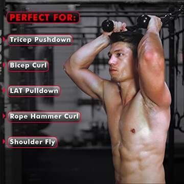 A2ZCARE Deluxe Tricep Rope Cable Attachment, 27 & 36 Inch Rope Length, Non-Slip & Easy to Grip with Snap Hook for Gym & Home Workout (A. 27" Black)