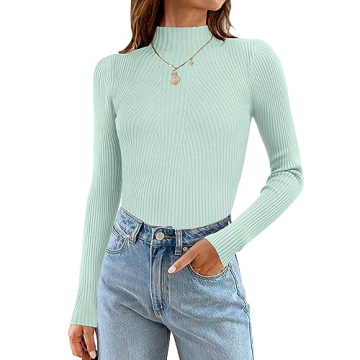 ZESICA Women's Fall Turtleneck Ribbed Knit Sweater - Slim Fit & Stylish