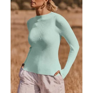 ZESICA Women's Ribbed Knit Turtleneck Sweater Slim Fit