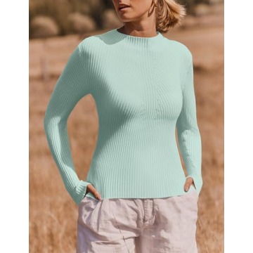 ZESICA Women's Ribbed Knit Turtleneck Sweater Slim Fit