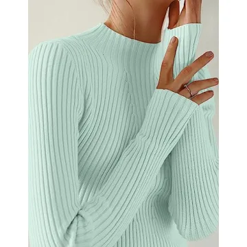 ZESICA Women's Ribbed Knit Turtleneck Sweater Slim Fit
