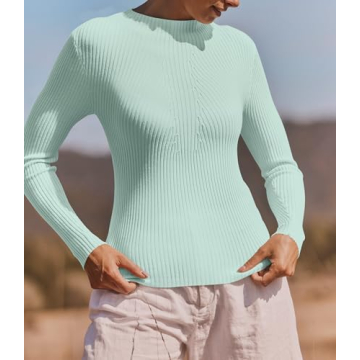 ZESICA Women's Ribbed Knit Turtleneck Sweater Slim Fit