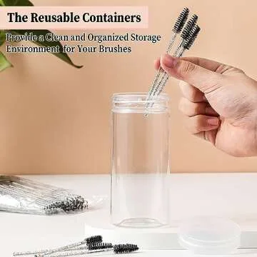300PCS Disposable Eyelash Brush with 1 Replacement Container, Mascara Wands for Eye Lash Makeup Accessories, Spoolies for Eyelash Extensions, Crystal Eyebrow Brushes - Black