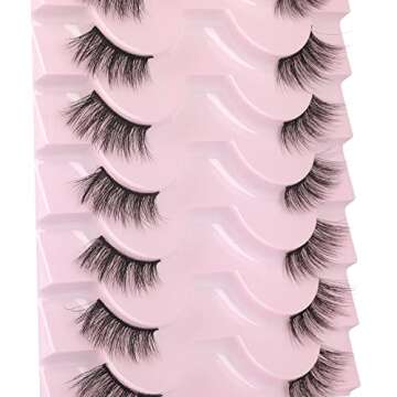 Wiwoseo Fluffy Faux Mink False Eyelashes - 10 Pairs Pack for Natural Look