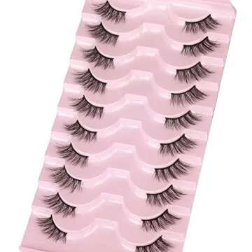 Wiwoseo Natural Fluffy Faux Mink Eyelashes - 10 Pairs Pack