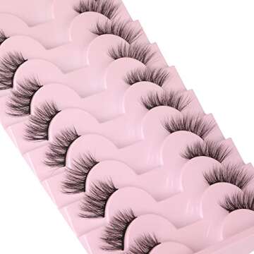 Wiwoseo Natural Fluffy Faux Mink Eyelashes - 10 Pairs Pack
