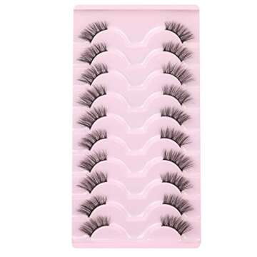 Wiwoseo Natural Fluffy Faux Mink Eyelashes - 10 Pairs Pack