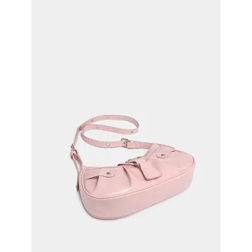 Stylish Verdusa Pleated Hobo Shoulder Bag in Light Pink