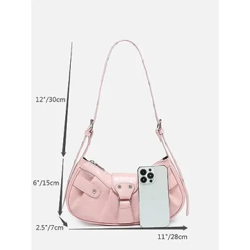 Stylish Verdusa Pleated Hobo Shoulder Bag in Light Pink