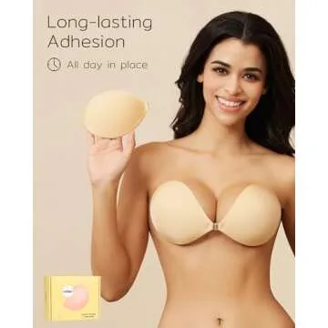 Niidor Strapless Bras for Women Push Up Sticky Bra Backless Invisible Silicone Adhesive Bra Stick On Bra Nude