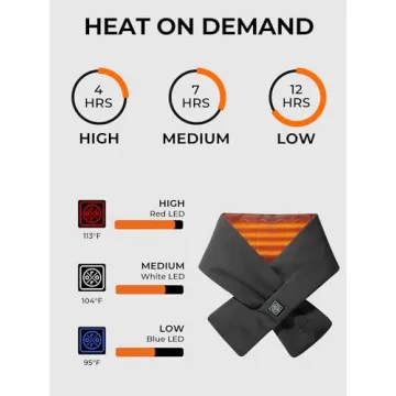 ORORO Heated Scarf with Battery, Up to 12 Hours of Warmth, Rechargeable Heated Neck Warmer (Charger Not Included) (Grey)