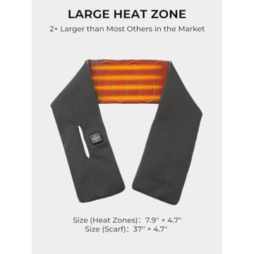 ORORO Heated Scarf with Battery, Up to 12 Hours of Warmth, Rechargeable Heated Neck Warmer (Charger Not Included) (Grey)