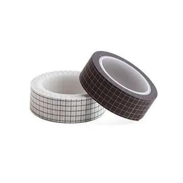7 Rolls Grid Washi Tape Set 10M Colorful Writable Paper Adhesive Masking Tapes 15MM Width Sticky Paper Tape for DIY Scrapbooking Arts Crafts Decor Bullet Journaling Labels