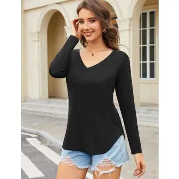 Amoretu Women's V Neck Tunic Tops for Everyday Elegance