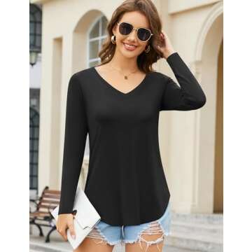 Amoretu Women's V Neck Tunic Tops for Everyday Elegance