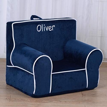 DIBSIES Personalized Toddler Chair in Blue with White Piping