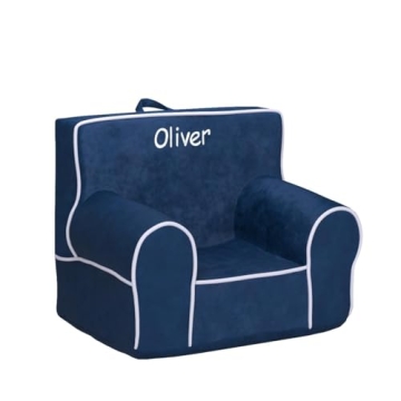 DIBSIES Personalized Toddler Chair in Blue with White Piping