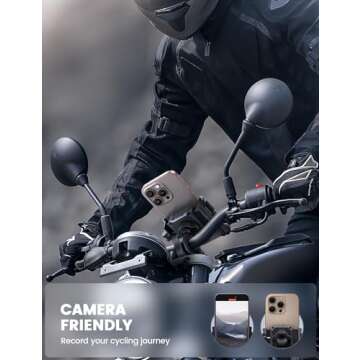 Lamicall Motorcycle Bike Phone Mount - [No Block Camera] [1s Lock] Bike Cell Phone Holder Clamp, Bic...