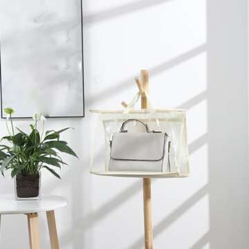 Gcroet Handbag Storage, Handbag Organizer Dust Cover Bag Transparent Anti-dust Purse Storage Bag for Hanging Closet with Zipper and Handle Space-Saving Storage Bag(5 Pack)