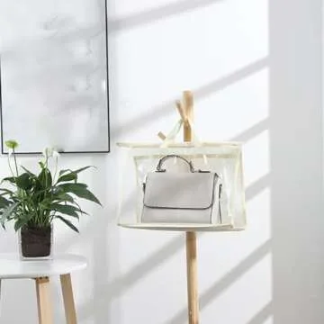 Gcroet Handbag Storage, Handbag Organizer Dust Cover Bag Transparent Anti-dust Purse Storage Bag for Hanging Closet with Zipper and Handle Space-Saving Storage Bag(5 Pack)