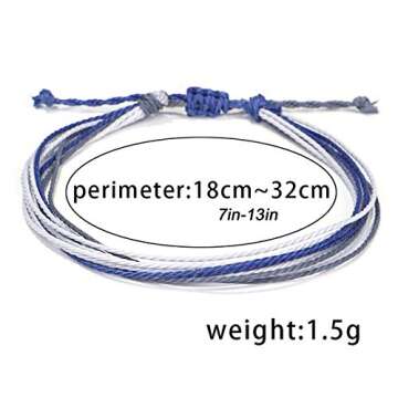 yfstyle 12Pcs Summer Beach Surfer Anklet Bracelets for Women Men Adjustable Handmade Waterproof Braided String Anklets Boho Woven Wave Ankle Bracelets Beach Jewelry