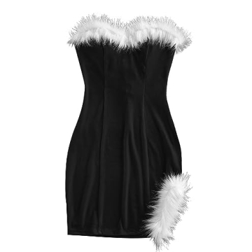 ZAFUL Women's Sexy Off Shoulder Velvet Back Lace Up Strapless Cocktail Bodycon Mini Party Club Dress...