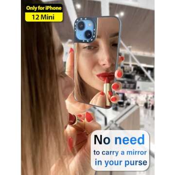 VIROMO Mirror Case for iPhone 12 Mini (ONLY) with Screen Protectors [2 Pack], Shockproof Soft Corners, Bye Bye Pocket Mirror, Cute Slim case for Girls, Womens