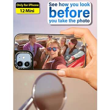 VIROMO Mirror Case for iPhone 12 Mini (ONLY) with Screen Protectors [2 Pack], Shockproof Soft Corners, Bye Bye Pocket Mirror, Cute Slim case for Girls, Womens