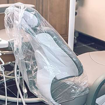 JMU 200PCS Dental Half Chair Cover, 32" x 32" Disposable Clear Plastic Sleeve Protector, Large