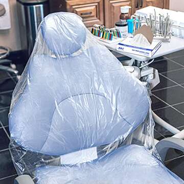 JMU 200PCS Dental Half Chair Cover, 32" x 32" Disposable Clear Plastic Sleeve Protector, Large