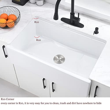 33 Inch White Farmhouse Workstation Sink - Bokaiya