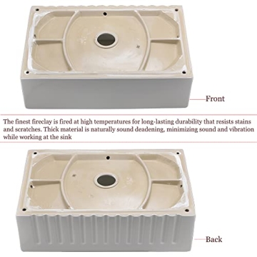 33 Inch White Farmhouse Workstation Sink - Bokaiya