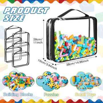 Sanwuta 6 Packs Toy Storage Bags, PVC Organizing Case Bags with Zipper, Waterproof Toy Container for...