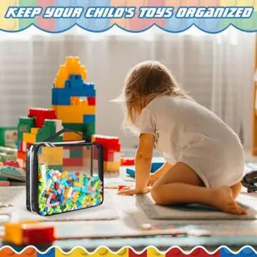 Sanwuta 6 Packs Toy Storage Bags, PVC Organizing Case Bags with Zipper, Waterproof Toy Container for Board Games, Building Blocks, Puzzles, Small Toys and Kids Books(X-Large,Black)