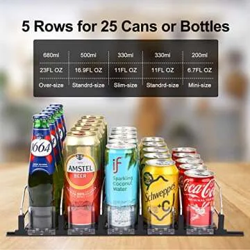 Soda Can Organizer with Adjustable Width for 25 Cans