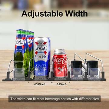 Soda Can Organizer with Adjustable Width for 25 Cans