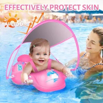 LAYCOL Baby Swimming Float with Sun Canopy for Infants