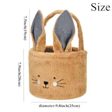 ONGLYP Easter Bunny Basket Cute Plush Tote for Kids