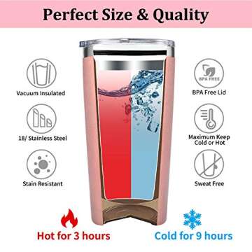 Yousu Wine Tumber Birthday Gifts for Mom Husband Wife Women Best Friend Her 20oz Stemless Insulated Cup with Lid Wine