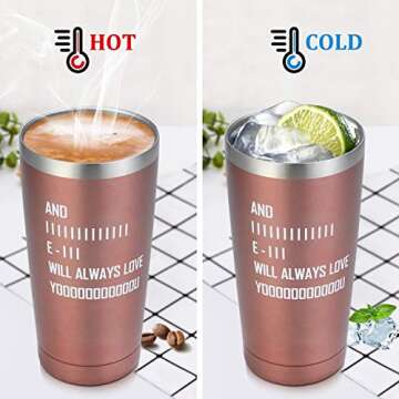 Yousu Wine Tumber Birthday Gifts for Mom Husband Wife Women Best Friend Her 20oz Stemless Insulated Cup with Lid Wine